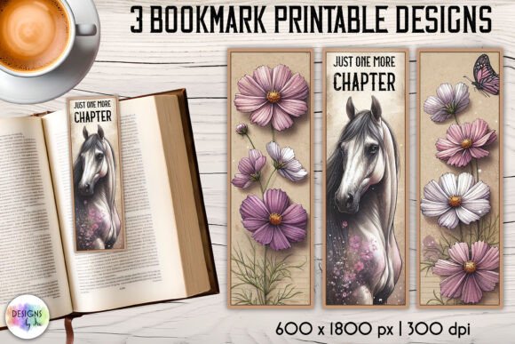 Beautiful Horse and Flowers Bookmarks