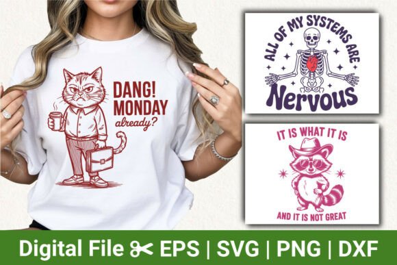Cat, Raccoon & Skeleton Shirt SVG