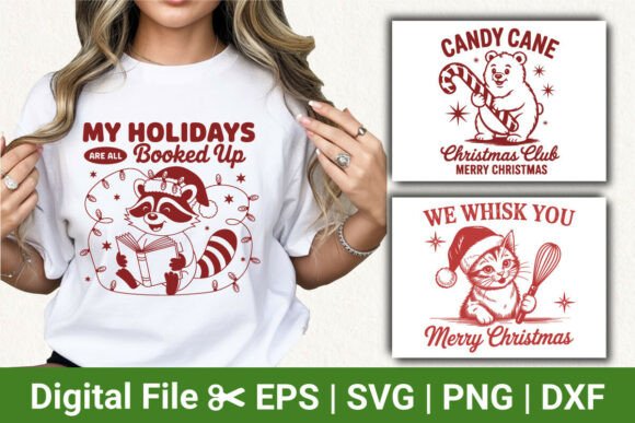 Christmas Candy Cane Bear & Cat SVG