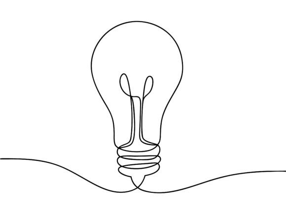 Continuous One Line Art Idea Light Bulb