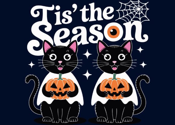 Cute Halloween Cats with Pumpkins