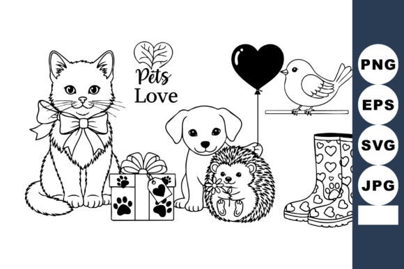 Cute Line Art Pets Collection