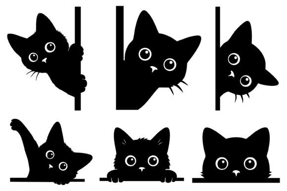 Cute Peeking Cat SVG Set