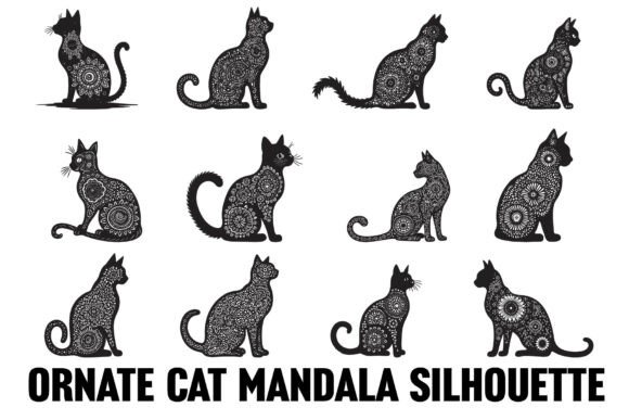 Decorative Mandala Cats Vector Set