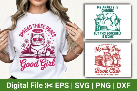 Funny Reading Cat SVG: Book Lover SVG