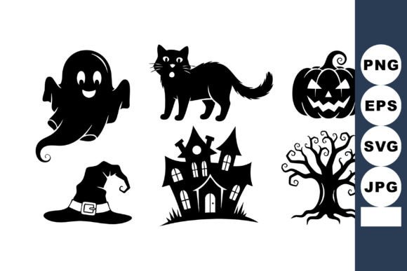 Halloween Icons Black Silhouettes