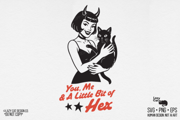 Halloween Pin-up Girl Cat SVG PNG