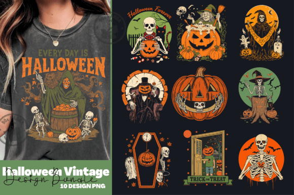 Halloween Vintage PNG Design Bundle