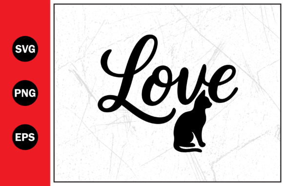 Love Script Silhouette Cat SVG PNG EPS