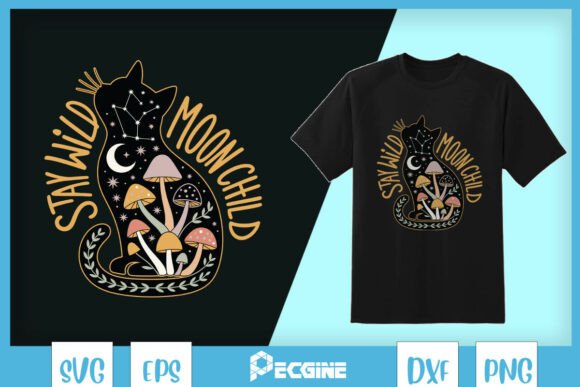 Mystical Stay Wild Moon Child Cat SVG